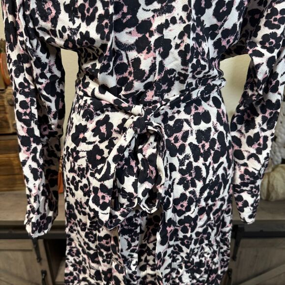 Diane Von Furstenberg Floral Wrap Midi Dress Long Sleeve  Sz S Classic Designer - Picture 4 of 9